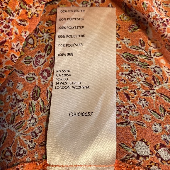 Free People Lela blouse retro inspired floral print orange background - Picture 15 of 16
